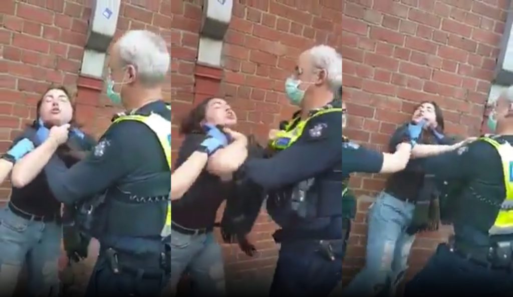 australian woman choked by police for not wearing facemask