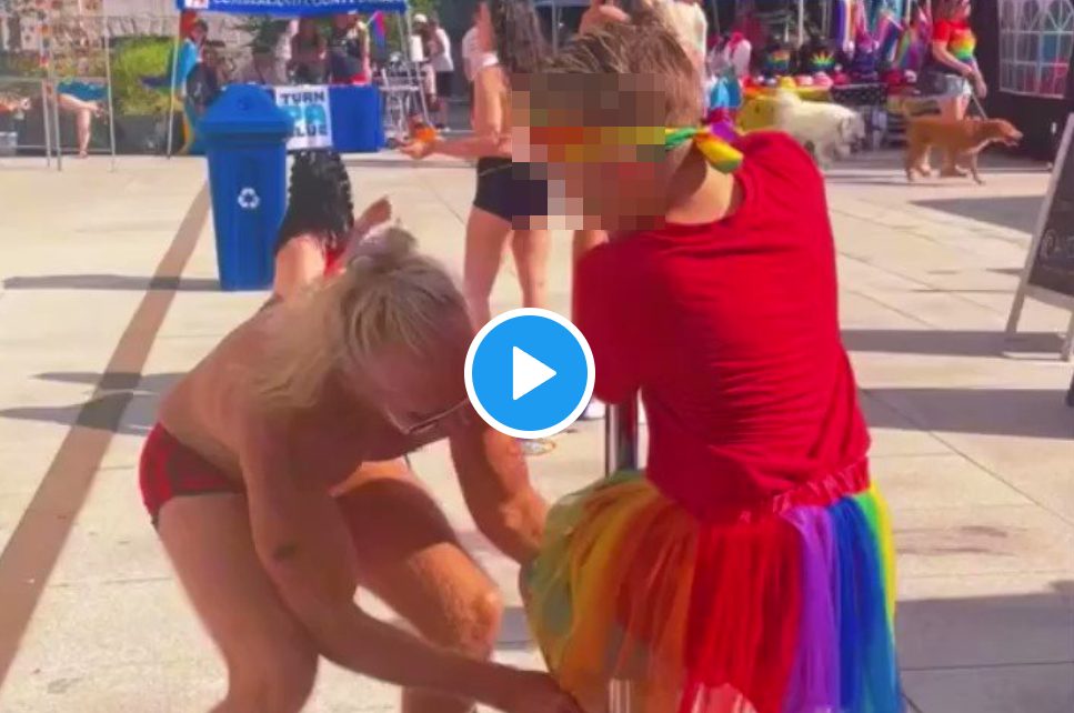 Sick! Nearly Naked Man at Pennsylvania Pride Event Teaches Boy in Dress How to Pole Dance