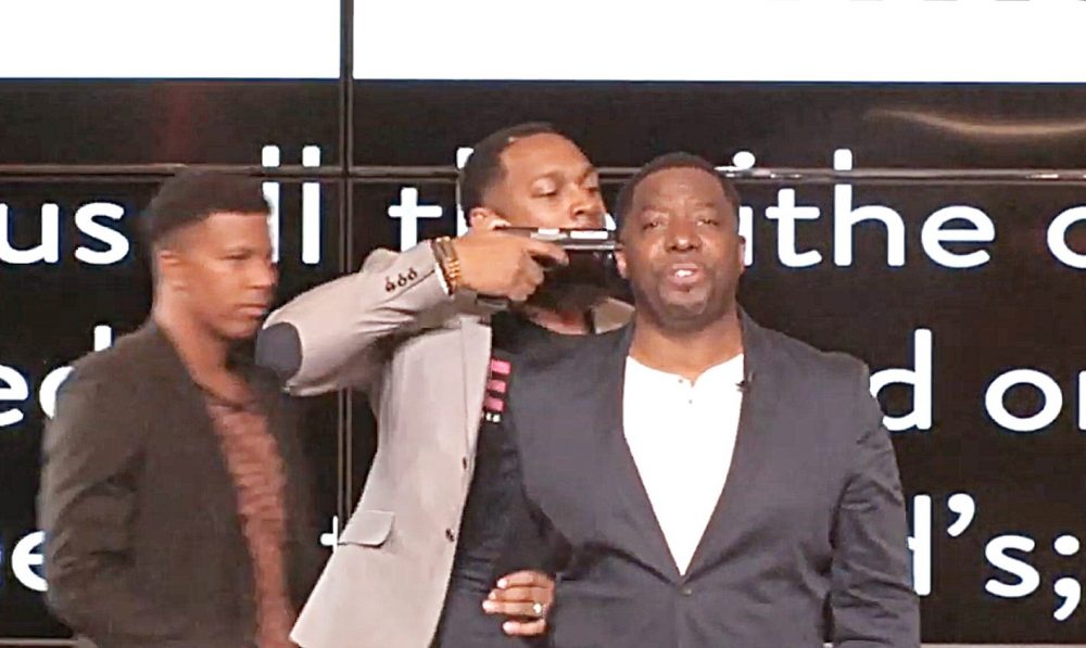 Pastor Has Gun Pointed at His Head During Sermon to Illustrate that Not Tithing is “Robbing God”