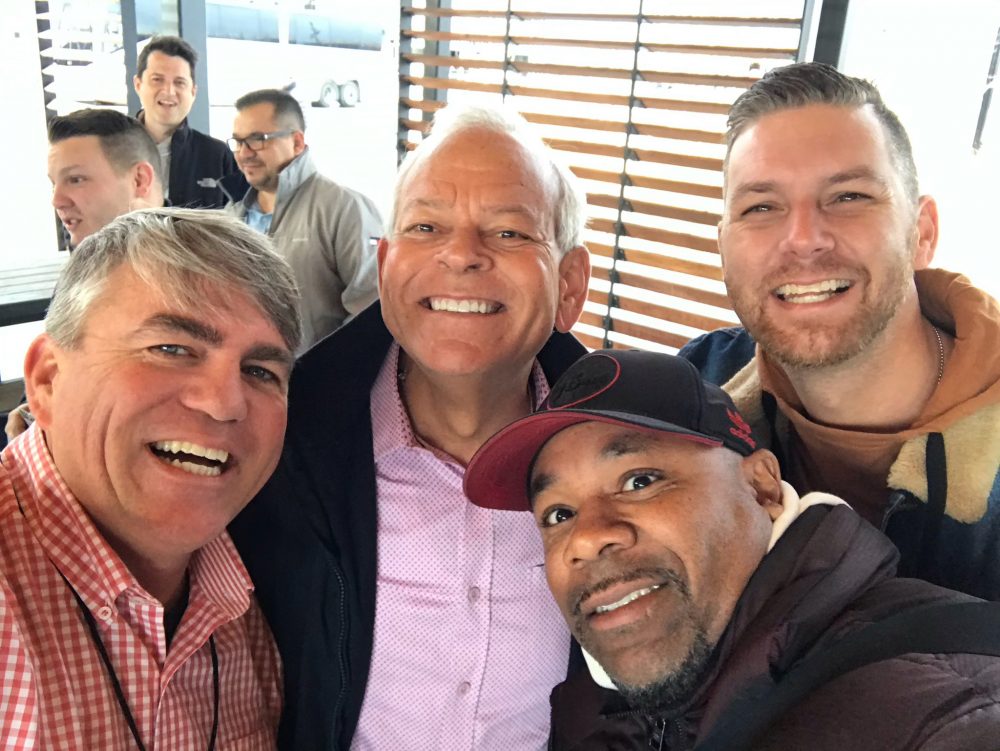 Larry Anderson (front right) president of the state directors of evangelism across the SBC, fellowships at the group’s 2019 annual meeting with (from left) Lee Clamp, evangelism director of the South Carolina Baptist Convention; Johnny Hunt, NAMB senior vice president for leadership and evangelism; and Shane Pruitt, NAMB’s national next gen evangelism director.